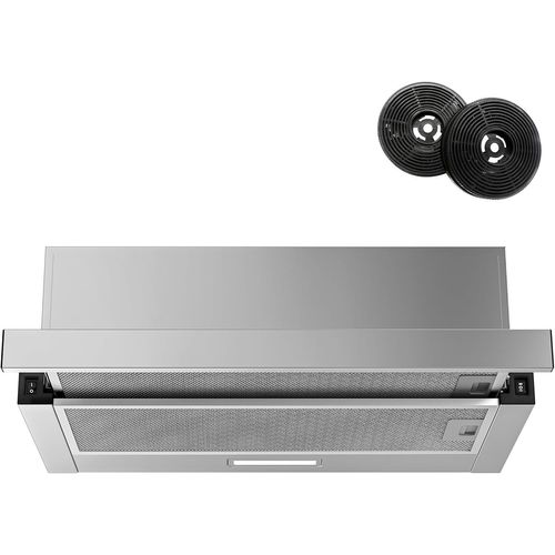 CHECARZHN--NO1-Hotte Tiroir Téléscopique, Hotte Aspirante Intégrée 60 Cm, 345,3 M³ / H, Recirculation Ou Évacuation, 2 Vitesses, Commande Par Interrupteur À Bascule, Avec Filtre À Charbon