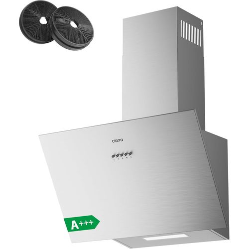 CHECARZHN--NO1-Hotte Aspirante Inclinée 60Cm - Classe A+++ - 650M³/H - Hotte De Cuisine 3 Vitesses - Filtres À Charbon Inclus - Evacuation Ou Recyclage - Inox - Cbcs6762A