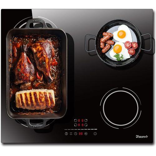 CHECARZHN--NO1-Plaque Induction 4 Feux Encastrable 6400W, Plaque De Cuisson Induction Zone Flexible, Plaque Electrique 60Cm, Fonction Pause, 9 Niveaux, Controle Tactile, Minuterie, Serrure Pour Enfan