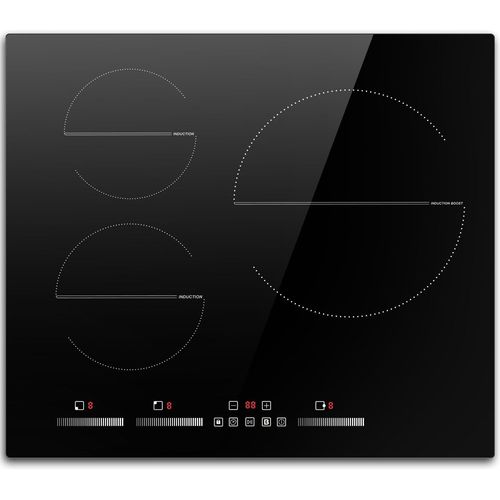 Checarzhn--No1-Plaque Induction 3 Feux, Plaque Cuisson Induction Encastrable 60cm, 6500w, Contrôle Indépendant, Booster, Verrouillage De Sécurité, Minuterie, Pause, Pas De Pr 230v