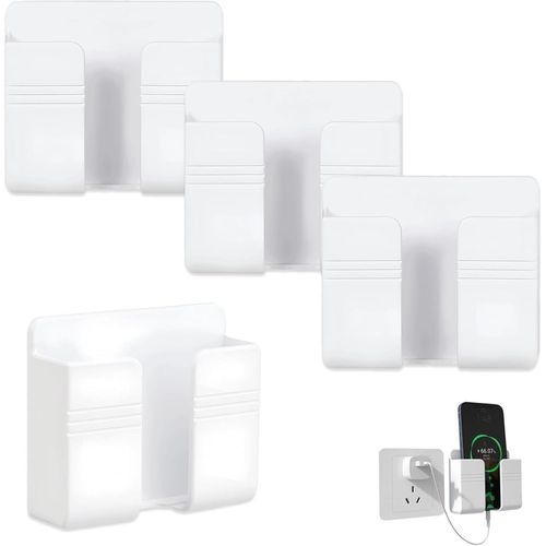 KALANKA-Support Mural pour Téléphone Portable avec Adhésif, 4 Pièces Support Mural pour Téléphone Portable, Support de Téléphone Polyvalent, pour lit de Douche Mur Support de Téléphone Portable, Blan