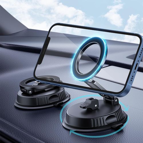 Kalanka-Support Telephone Voiture Ventouse Aimanté, Support Magnetique Telephone Voiture, 360 ° Rotatif Pliable Support De Téléphone Portable Pour Voiture/Gymnase/Miroir/Toute Surface Lisse