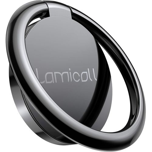 KALANKA-Anneau Support Téléphone, Support Téléphone - Bague Support pour iPhone 13, 12, 11 Pro Max, SE XS Max XR X 8 7 6 5, Huawei, Samsung S10 S9 S8, d'autres Android Smartphones Aluminium - Noir