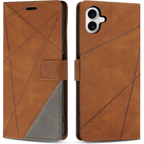 Kalanka-Coque Pour Iphone 16, Protection Housse Etui En Cuir Pu Portefeuille Avec Emplacements Cartes Et Fonction Support Pour Iphone 16, Marron