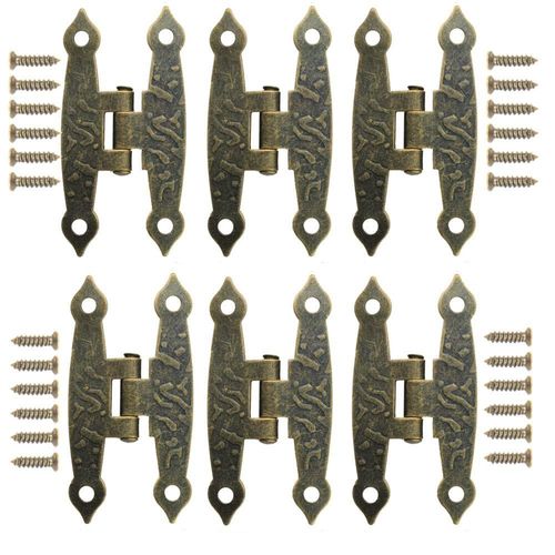 20 Pièces Bronze Rétro Charnières Charniere Decorative Charniere de Placard Armoires Charnières en Métal Style Rétro Charnières Pliantes avec Vispour Petite Boîte Caisse Meuble Retro Porte