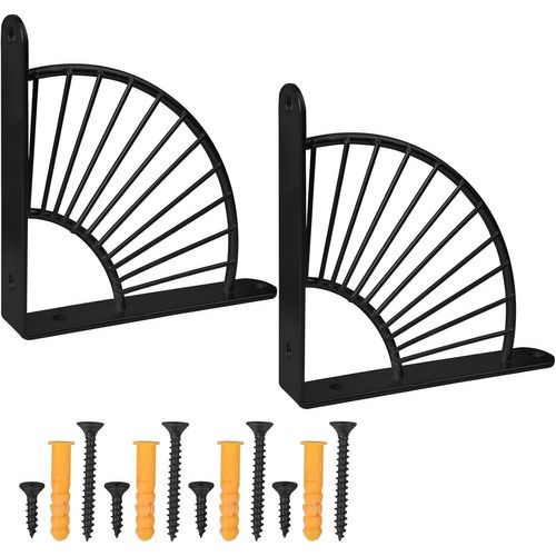 4pcs Support Equerre Murale,Équerres Étagère De Fixation Murale Support Etageres Murales Triangle Équerre Étagere Murale Equerre Murale Support D¿Étagère Pour Tablette Murale En Bois (Noir,15cm*15cm)
