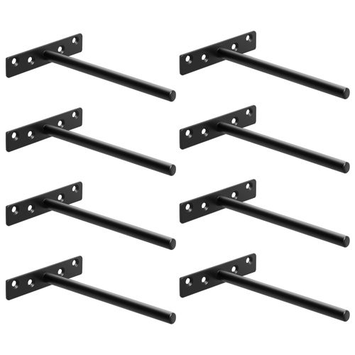 Equerre Etagere Murale Fixation Flottante Invisible, Support Etagere Murale En Métal, Tablette Flottante Support Charge Lourde, Longueur 150mm, Noir 8 Pcs