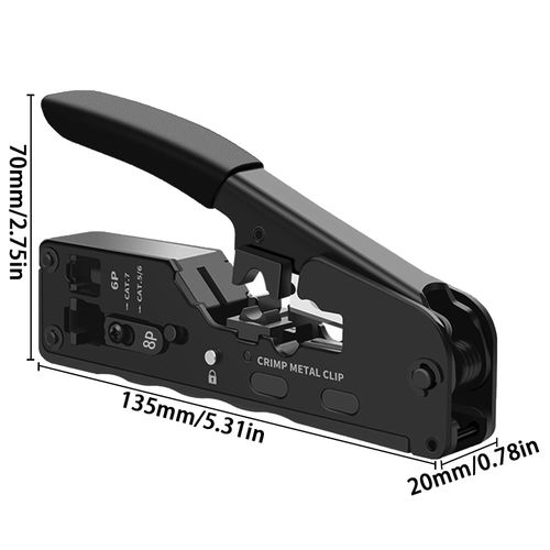 Pince à sertir RJ45 - Fiche réseau RJ45 - Outil de sertissage pour CAT5, CAT5E, CAT6, CAT6A, CAT7, CAT7A - Créez des lignes téléphoniques, des câbles réseau non blindés et blindés (1)