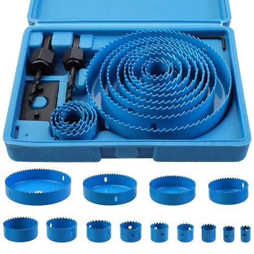 17 Pcs Kit Scies Cloches bi-métal en Acier Carbone 19-127mm Scie Cloche Coffret pour Bois, Plaque de Plâtre et Plaques de Plâtre