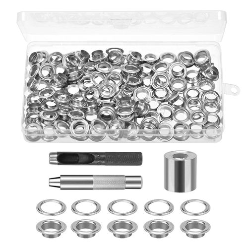 120 Set Oeillet Inox, 10mm Oeillet Couture, Oeillets Pour Baches¿Oeillets Pour Baches Incluant L'outil De Perforation, Le Socle, L'outil D'installation, Adapté Pour Sacs¿Toile Bâche (10mm)