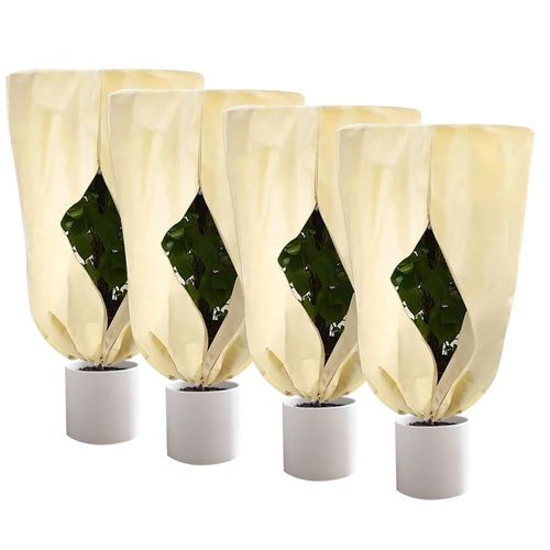 Housses de Protection pour Plantes, 4 Pièces 80 * 60cm Voile Hivernage Plante Exterieur avec Zip, Housse Hivernage Plante Exterieur, Toile Hivernage Plante Exterieur pour Plante en Pot