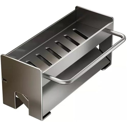 Rangement pour évier de cuisine, support pour éponge à vaisselle en acier au carbone, rangement pour ustensiles de cuisine, rangement pratique pour évier de salle de bain, accessoires de comptoir (Gun Gray)