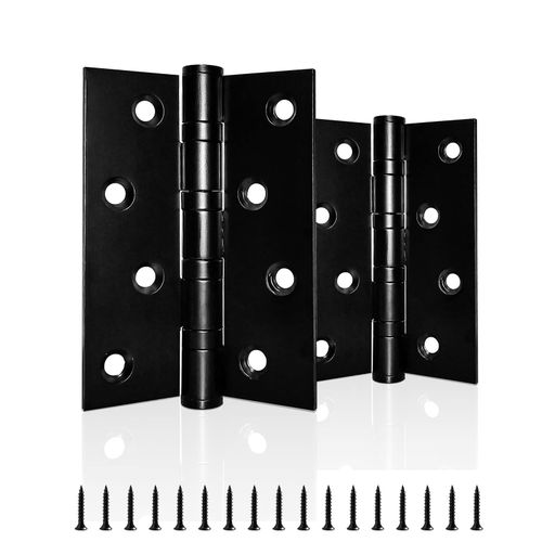 Lot de 1 paire de charnières de porte robustes à roulement à billes en acier inoxydable chromé pour bois intérieur extérieur Noir 100 mm