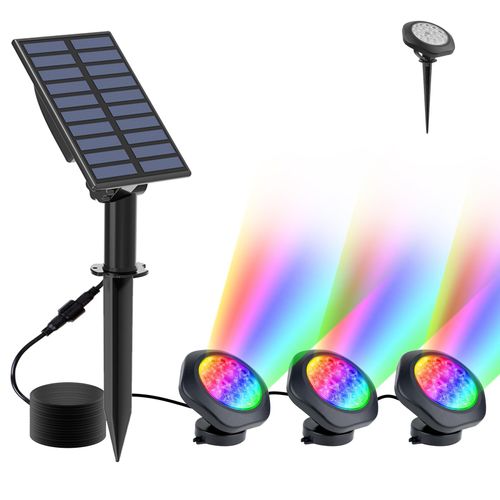 Lampes Solaire de Bassin RGB, 5.5V Changement de Couleur Eclairage Solaire Bassin, 6 Couleurs Lampe Solaire, Étanche IP68 Lumiere Bassin Immergée pour Aquarium, Fontaine, Étang, Jardin, 3 en 1