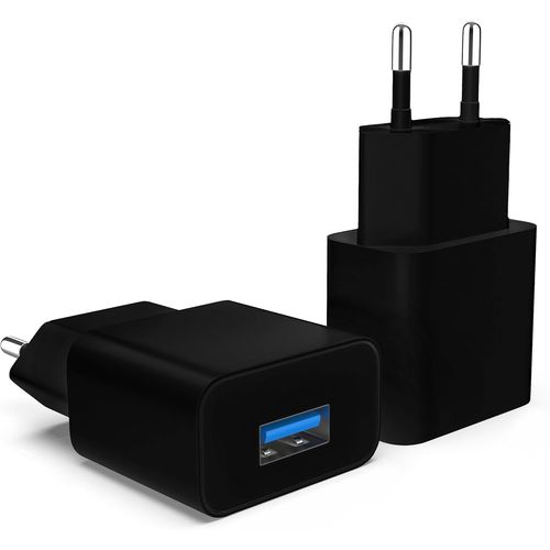 Ayu-2x Chargeur Secteur - Adaptateur Usb Universel Mural (5v | 2a) - Compatible Avec Iphone 15 14 13 Pro Mini Max Samsung Galaxy S24 - Noir