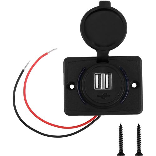 AYU-Prise USB 12V Chargeur de Voiture 3.1A avec LED | Port USB Encastrable 12V/24V avec Protection Intelligente | Prise Étanche pour Voiture, Bateau, Camping-Car | Kit Complet avec Vis