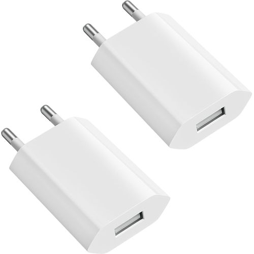AYU-Chargeur USB, 5V/1A Prise USB, Prise Chargeur USB, Adaptateur USB Chargeur Universel pour i-Phone, Tablette, Sam-Sung,Smartwatch et Plus - Prise Électrique USB Pratique et Sécurisée (2pcs)