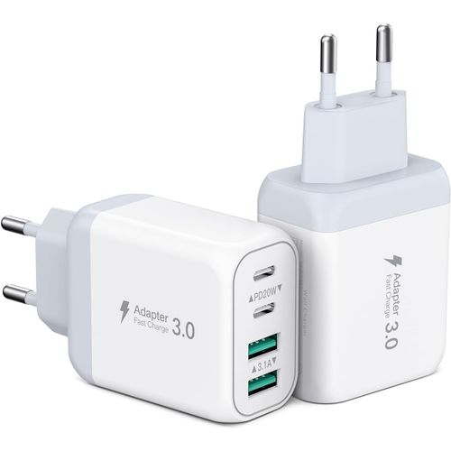 AYU-2 Pack Chargeur Secteur USB, 40W 4 Port Chargeur Repede Mural Multi USB PD et QC Bloc Chargeur USB C Chargeurs T¿¿l¿¿phones Portables Compatible Aves iPhone 15 Pro Max 14 13 12, iPad Pro, Galaxy(