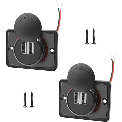AYU-Prise USB 12V, 3.1A Prise Voiture 12V, Chargeur USB Voiture, pour Bus Camping Car Bateau(2 Pièces)