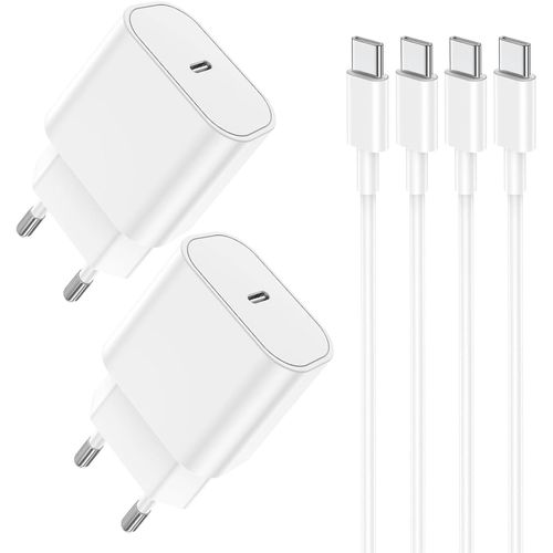 AYU-2Pack Chargeur Rapide pour iPhone 16/15, 20W USB C Chargeur avec Cable USB C 2m pour Apple iPhone 16 Pro Max/15 Plus/16/15, iPad Pro 12.9, 11 inch/Mini, MacBook, Prise Adaptateur Secteur