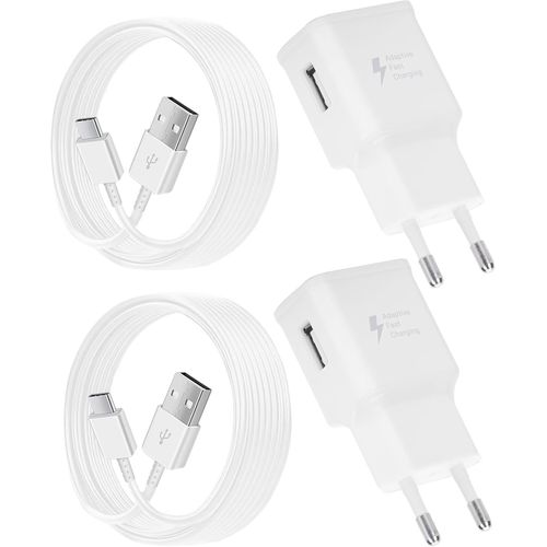 AYU-2-Pack Chargeur Rapide et Cable USB Type C pour Samsung Galaxy A15 A14 A13 A04s A05s A71 A55 A54 A53 A42 A35 A34 A33 A25 A23 M53 M34 M13 S8 S9 S10 S20 S21 Plus, Chargeur USB C Tablette Telephone