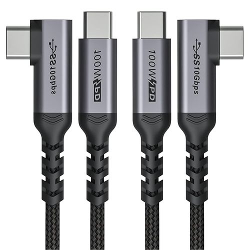 AYU-Cable USB C vers USB C 3.1 Gen 2 [2m / 2pcs], 100W USB Type C PD Cable de Charge Rapide Puce E-Mark SuperSpeed \u200b\u200b10Gbps 90 Degr¿¿ 4K Sortie Vid¿¿o du Moniteur pour Google Pixel 4XL, Gal