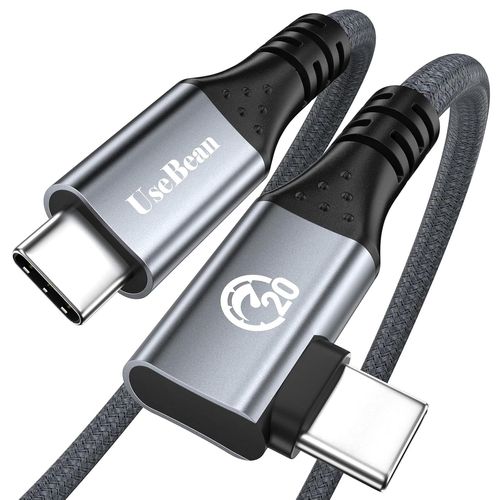 AYU-Câble USB C vers USB C 240W 3M, Câble de données USB 3.2 Gen 2X2 20Gbps à Angle Droit, Charge Rapide PD 3.1 Type C vers C, Cordon vidéo 4K pour iPhone 15, Galaxy S24/S23, iPad MacBook Pro