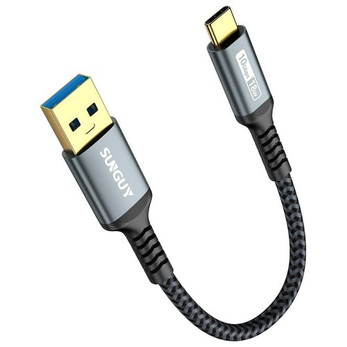 AYU-Câble USB C vers USB,15 cm Câble USB C Court,10Gbps USB 3.1 GEN2 âble USB C Compatible avec Android Auto,Galaxy S8/S9 Plus/S20, Huawei P20/P30, Xperia XZ/Z5, Pixel 8, etc-Gris