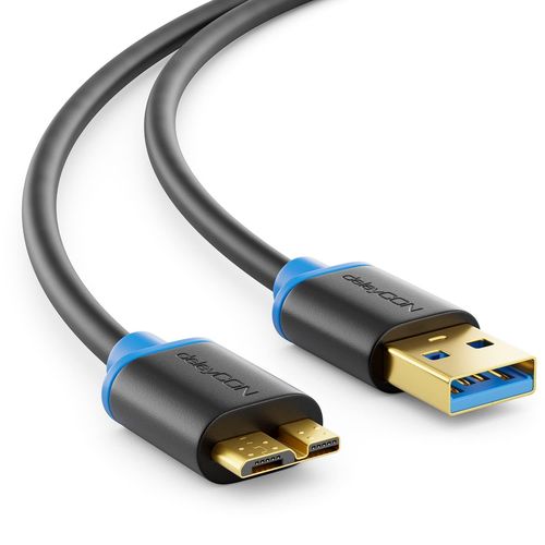 AYU-0,5m Câble Micro USB 3.0 - USB A Mâle à Micro B Mâle - Jusqu'à 5 Gbps - Câble de Chargement Câble de Données Pour Smartphone Tablet - Noir Bleu