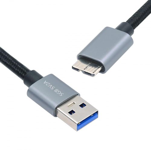 AYU-Câble USB 3.0 Type-A mâle vers micro 3.0 B mâle argent 5 Gbps pour disque SSD caméra données 30 cm