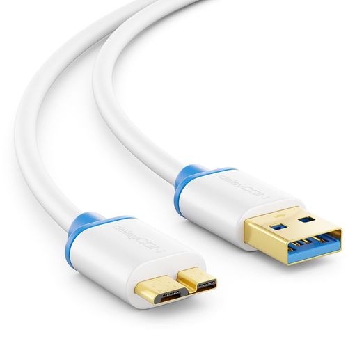 AYU-1,5m Câble Micro USB 3.0 - USB A Mâle à Micro B Mâle - Jusqu'à 5 Gbps - Câble de Chargement Câble de Données Pour Smartphone Tablet - Blanc Bleu