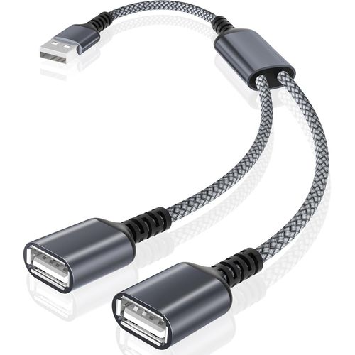 AYU-Basesailor Câble USB Répartiteur 1M,Type A Mâle vers 2 Femelle Rallonge Nylon Diviseur Multiprise Y Cordon Double Port Hub Chargeur Données Split Adaptateur pour Xbox One,PS4,PS5,Voiture,PC,TV,LE