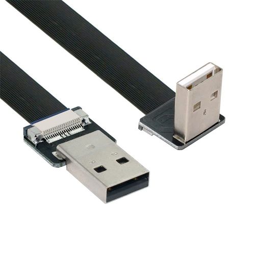 AYU-Cable de donn¿¿es plat plat et fin USB 2.0 type A male vers type A male 0,2 m pour FPV et disque, scanner et imprimante