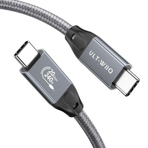 AYU-240W PD 3.1 Câble USB C vers USB C 3.2 Gen 2x2 Charge Rapide 20Gbps Haute Vitesse Transfert de Données 4K@60Hz Vidéo Nylon Tressé Câble USB C pour iPhone 15 Pro MacBook Samsung 0,3M