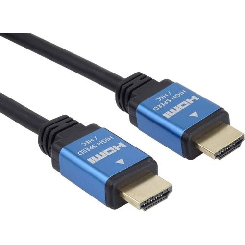 AYU-4K Câble HDMI 2.0b Haute Vitesse M/M 18Gbps avec Ethernet, Compatible avec Vidéo 4K@60Hz, Deep Color, 3D, ARC, HDR, Dolby TrueHD, Connecteurs plaqués Or, Noir et Bleu, 1 m