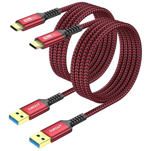 Ayu-Câble Usb C, [2 Pièces 1,5m] Câble Usb A Vers C 10 Gbps Câble En Nylon Tressé De Compatible Avec Iphone 16/15 Pro Max, Galaxy S24/S23 Ultra, Android Auto-Rouge