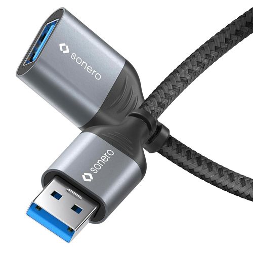 AYU-® Câble de données USB-A vers USB-A, câble d'extension, câble USB Type A, USB 3.0, 5 Go/s, gris sidéral/noir, 3,00 m