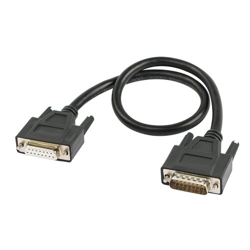 AYU-Câble série DB15, câble droit de port de connecteur plaqué or mâle à femelle 15 broches pour la communication de données 0,5 m (noir)