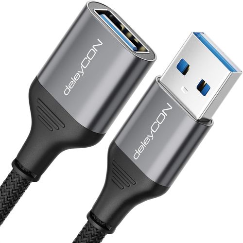 AYU-3,0m USB 3.0 Câble D'extension 5Gbps Rallonge (A Mâle vers A Femelle) Connecteur en Aluminium + Câble en Nylon Câble de Données pour Clavier, Lecteur de Cartes, Imprimante, Scanner, etc.