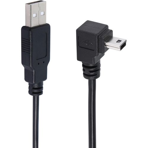 AYU-90°Angle Mini USB Charge Câble Mini USB vers USB 2.0 Droit Angle Donnée Extension Câble, pour GPS MP3 carte lecteur numérique appareil photo mobile disque dur,1,5m/4,9ft (Pliez à Bas)