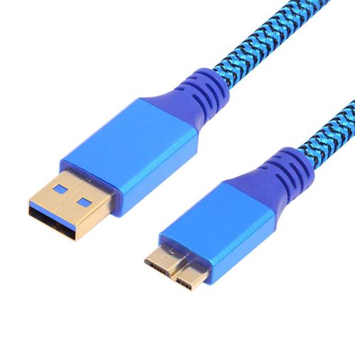 AYU-Manchon d'extension de câble USB 3.0 type A mâle vers USB 3.0 Micro-B mâle 5 Gbit/s pour disque, SSD, appareil photo, données, bleu, 30 cm