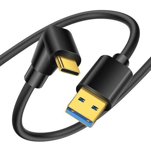 AYU-90 degrés USB Type C câble USB 3.0 A à USB C haut et bas Angle de Charge rapide cordon Compatible avec ordinateur portable, PC, tablette, téléphone et plus (1,5 mètres / 4,9 pieds)