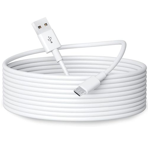 AYU-Câble d'extension d'alimentation micro USB de 3 m pour caméras de sécurité à domicile, câble de chargement et de synchronisation de données durable USB A vers micro USB - Blanc