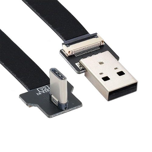 AYU-Cable FPC plat et fin USB 2.0 type A male vers USB-C Type-C male pour FPV, disque et t¿¿l¿¿phone 1 m