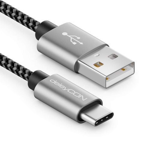 AYU-3,0m Cable USB-C en Nylon Cable de Chargement Cable de Donn¿¿es Connecteur M¿¿tallique USB Type C Chargement & Synchronisation de T¿¿l¿¿phone Portable & Smartphone