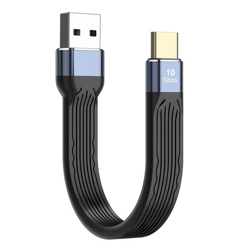 AYU-Câble USB C Court 13.15cm, 60W USB C Mâle Vers A Mâle Charge Rapide10Gbps Transfert de Données Câble Souple FPC Mini Cable USB C pour Téléphone Portable Smartphone Tablette Appareil