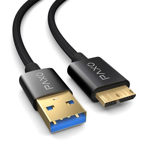 AYU-Câble USB MICRO USB 3.2 Gen2 3m pour Disque Dur, 10Gbit/s, HDD, Données et Charge, Noir, USB A Mâle vers Micro B Mâle