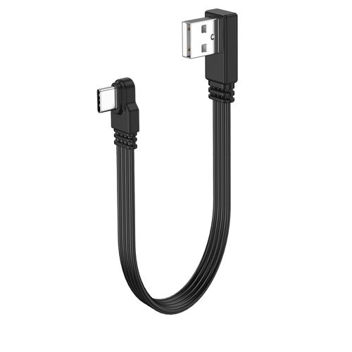 AYU-Câble USB 2.0 court plat à 90 degrés,Fiche USB vers type C mâle Câble, de données plat et souple 480 Mbps,Pour téléphones, tablettes, ordinateurs portables 30 cm (angle gauche)