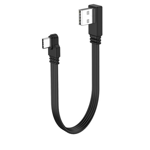 AYU-Câble USB 2.0 court plat à 90 degrés,Fiche USB vers type C mâle Câble, de données plat et souple 480 Mbps,Pour téléphones, tablettes, ordinateurs portables 30 cm (angle droit)