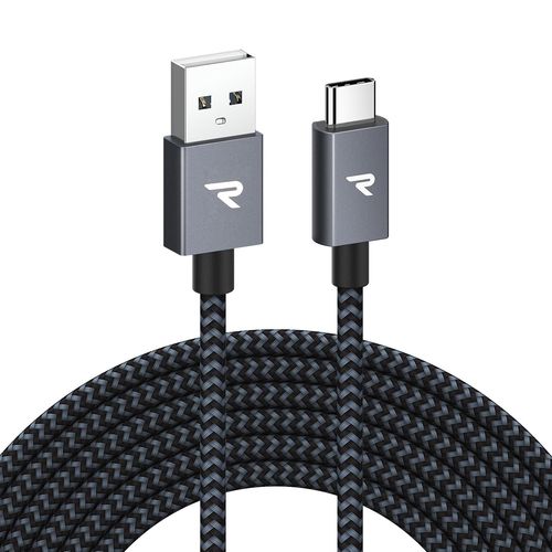 AYU-Cable USB C 3M, Cable USB Type C Charge Rapide 3A QC 3.0, Cable Chargeur USB C USB2.0 Nylon Tressé pour iPhone 15/15 Pro, Samsung Galaxy s21/s20/s10/s9/s8, Huawei P30/P20, Xiaomi-Gris Sidéral